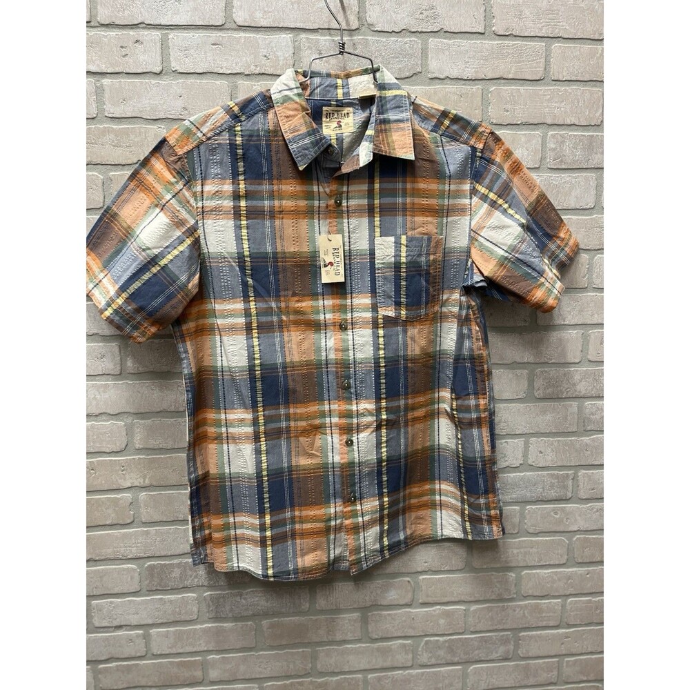 Redhead men’s short sleeve button-down shirt plaid Sz L NWT